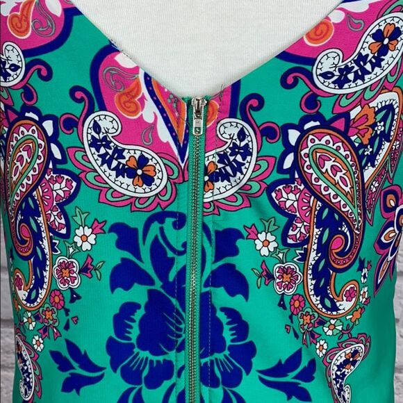 By Together Colorful Boho Paisley Sleeveless Shift Dress Size S - Picture 3 of 6